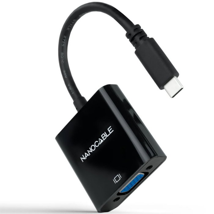 Nanocable Conversor USB-C a VGA 10 cm Negro 10.16.4101-BK
